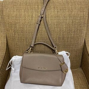 Beige Saffiano Satchel